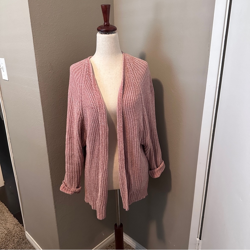[It’s a Beautiful Day to Leave Me Alone] Pink Oversized Cardigan